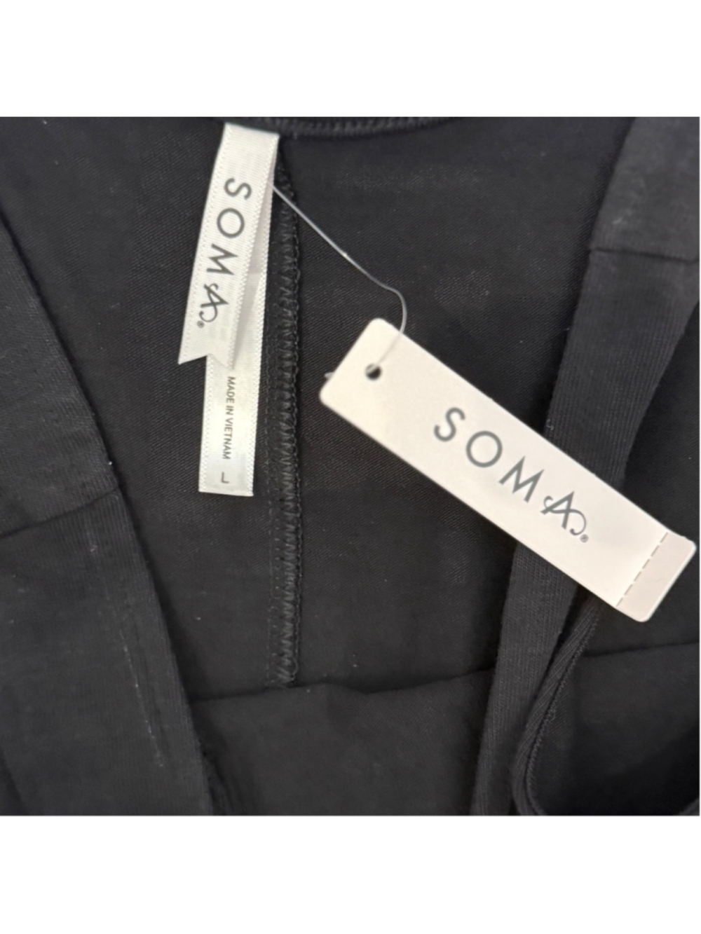 Soma Black Cotton Wide Leg Jumpsuit Romper Large NWT - Picture 3 of 6